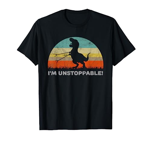 Funny I'm Unstoppable T Rex With Trash Grabber Pickup Tool T-Shirt