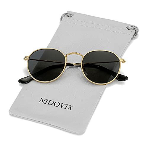 NIDOVIX Kids Polarized Sunglasses Classic Metal Frame for Baby Boys Girls Age 0-4 100% UV Protection (Gold/Grey)