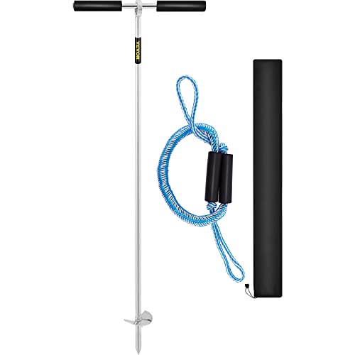 VEVOR Sand Anchor, 36' Length Auger to The Beach and Sandbar, 316 Stainless Steel Screw Anchor w/Removable Handle, Bungee Line & Carry Bag, for Jet Ski PWC Pontoon Kayak