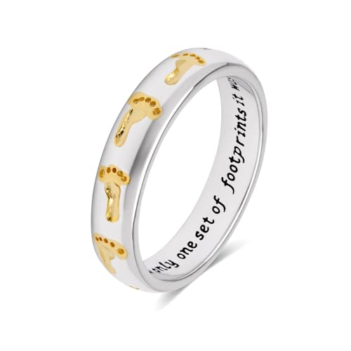 EVE'S ADDICTION Women's Sterling Silver Footprints in the Sand Ring, Ring Size 6 - Minimalist Jewelry - Sterling Silver Rings for Women - Footprints in the Sand Religious Gifts - Inspirational Gift