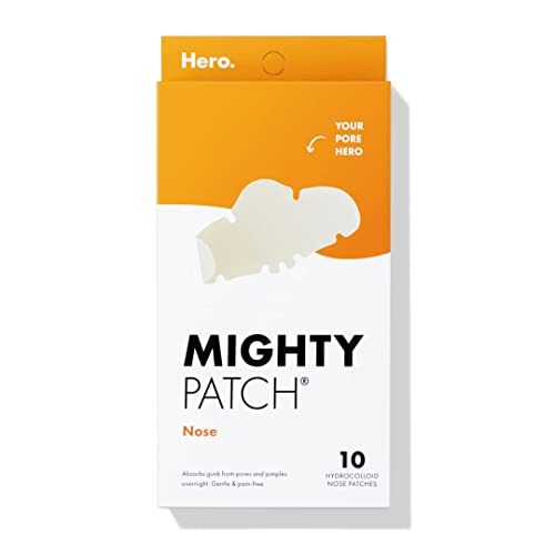 Mighty Patch Nose Patch from Hero Cosmetics - XL Hydrocolloid Pimples, Zits and Oil - Dermatologist-Approved Overnight Pore Strips to Absorb Acne Nose Gunk (10 Count)