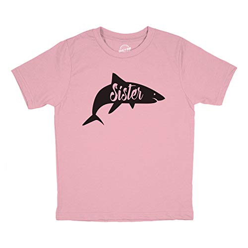 Youth Sister Shark Tshirt Funny Beach Summer Vacation Family Tee for Kids Funny T Shirts Shark T Shirt for Kids Funny Sister T Shirt Novelty T Shirts for Pink S