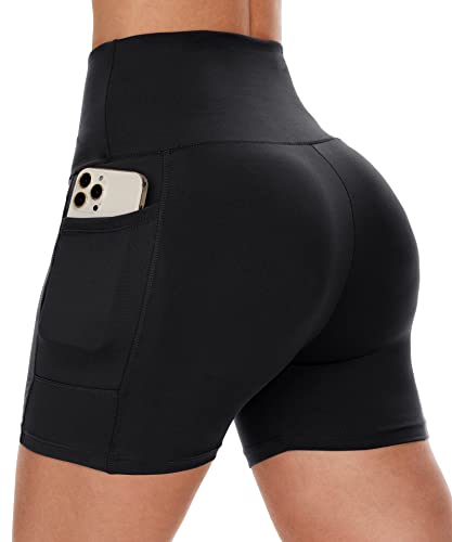 CAMPSNAIL Biker Shorts Women with Pockets - 3'/5'/8' High Waisted Workout Spandex Tummy Control Gym Running Yoga Shorts