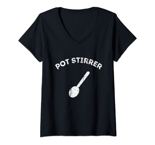 Womens Pot Stirrer Shirt - Funny Drama Starter Shirt V-Neck T-Shirt