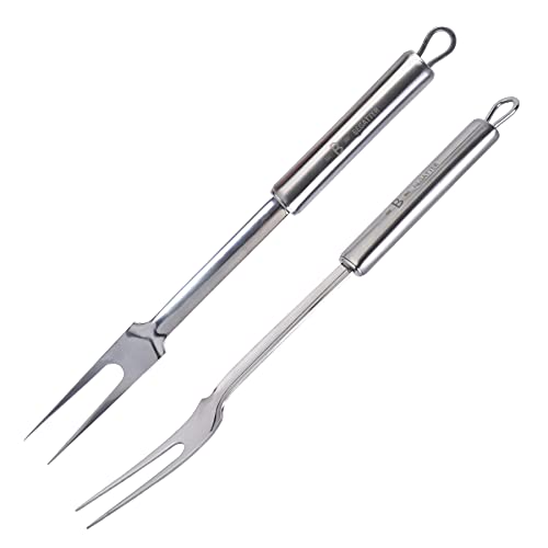 Begatter Meat Forks, Two Prong Large Forks for Cooking Kitchen Carving Serving BBQ Grilling, Stainless Steel, 13.3 Inch Long, 2 PCS