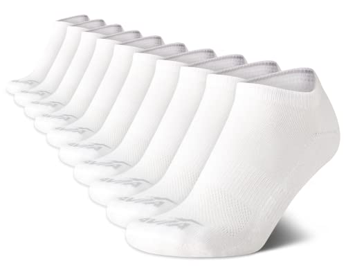 Avia Women's Athletic Socks - Lightweight Low Cut Running Socks (10 Pack), Size 4-9, All White