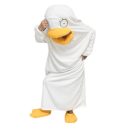 Akedimo Anime Gintama Elizabeth Duck Nightgown Bathrobe Flannel Blanket Unisex Funny One-piece Pajamas + Shoes (Large)