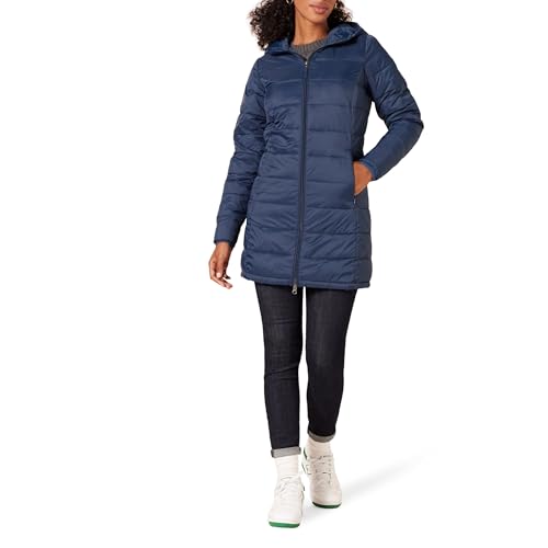 Amazon Essentials Women's Lightweight Water-Resistant Hooded Puffer Coat (Available in Plus Size), Navy, X-Large
