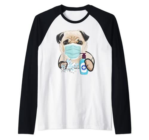 Pug Dog Lover Face Mask Health Flu Cold Cute Pug Gift Raglan Baseball Tee