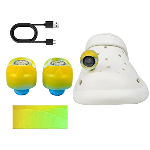 Croc Lights for Shoes, Croc Lights for Kids, 2 Pcs LED Rechargeable Crock HeadLights, Flashlight Attachment Charm Accessories for Adults and Kids, Clog Camping Dog Walking Party Gifts