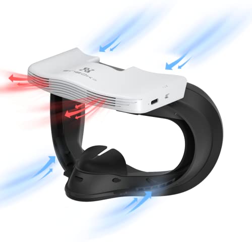 BINBOK VR Fan for Oculus Quest 2, Fitness Facial Interface Foam with Silicone Face Pad, Anti-fogging Cooling Air Circulation, Compatible with VR Accessories