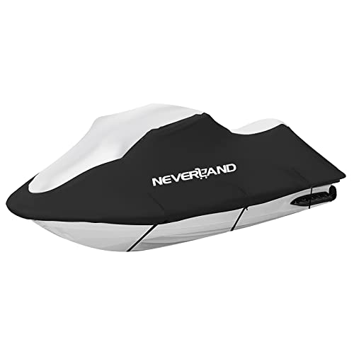 NEVERLAND Jet Ski Cover 3 Seats Heavy Duty Waterproof 210D with 2 Air Vent Marine Grade UV Resistant Compatible with Yamaha Sea-Doo Kawasaki Lengths 115'' to 120'