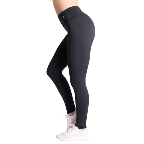 CompressionZ High Waisted Women's Compression Leggings - Tummy Control for Running Gym & Workouts - Plus Black