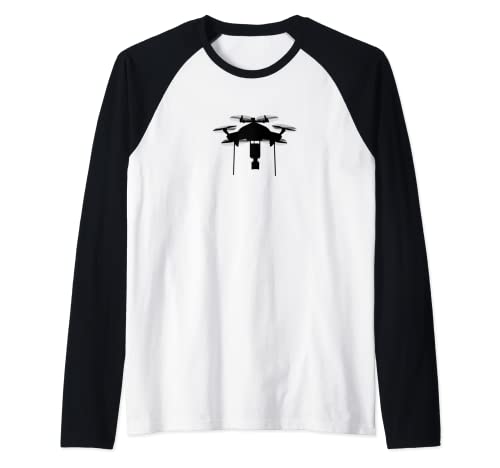 Drone Hexacopter Silhouette Multirotor Rotorcraft Pilot Raglan Baseball Tee