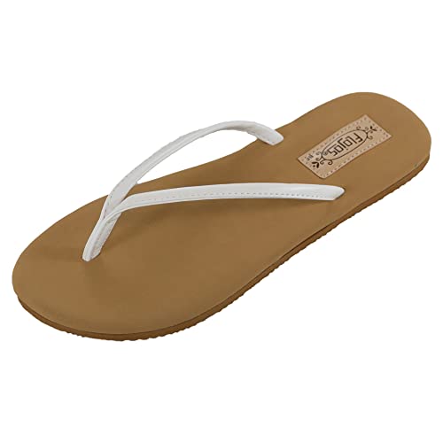 Flojos Women's Fiesta Flat, White/Tan, 8 M US