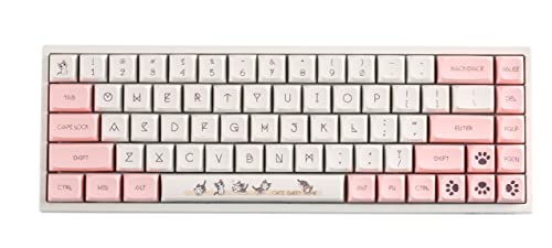 BOYI WK68 Hot Swappable RGB Mechanical Keyboard,Wireless Bluetooth 5.0/2.4G/Wired Type-C Tri-Mode PBT Sublimation Keycaps 65% Gaming Keyboard(Gateron Yellow Switch, Cartoon Anime Cat XDA Keycaps)