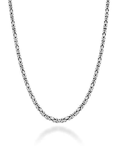 Miabella Italian Rodium Plated 925 Sterling Silver 2.5mm Solid Square Byzantine Necklace for Men Women, Handmade in Italy (Length 22 Inches (men's average length))