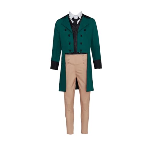 Fortunehouse Men's Victorian Fancy Outfit 18th Century Regency Tailcoat Vest Costume (M, STYLE 4-Green)