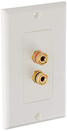 Monoprice Banana Binding Post - Two-Piece inset Wall Plate for 1 Speaker, Coupler Type, Color Indicators, Gold