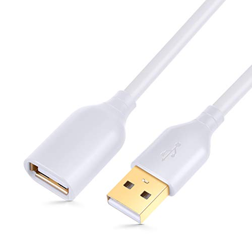 Besgoods USB Extension Cable 10 ft Type A Male to A Female USB 2.0 Cable Extension Extender Cord with Gold-Plated Connectors, White