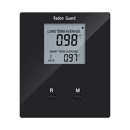 Home Radon Detector, Portable Radon Tester, Long and Short Term Monitor, Monitor Your Home Radon Level, Prevent Radon Exceed, Powered by Rechargeable Battery, Black