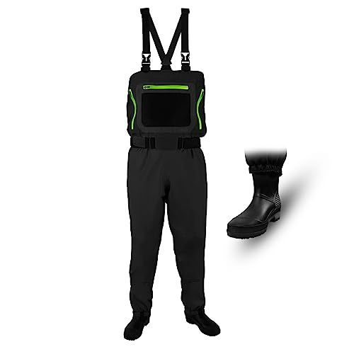 HotSrace Chest Waterproof Waders Lightweight Fishing Waders with Bootfoot Breathable waders for Men & Women Duck Hunting(Large)