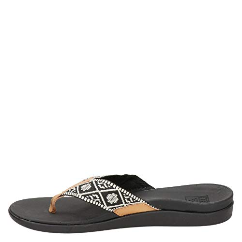Reef Women's Ortho Woven Sandal, Black/White, 8