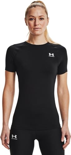 Under Armour Women's HeatGear Compression Short-Sleeve T-Shirt, Black (001)/White, Medium