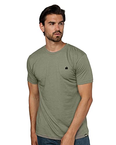 INTO THE AM Premium Men's Fitted Crew Neck Basic Tees - Modern Fit Fresh Classic Short Sleeve Logo T-Shirts for Men (Warm Grey, X-Large)