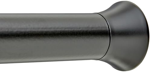 Amazon Basics Adjustable Tension Curtain Rod, 54-90' Width - Black, Classic Finial