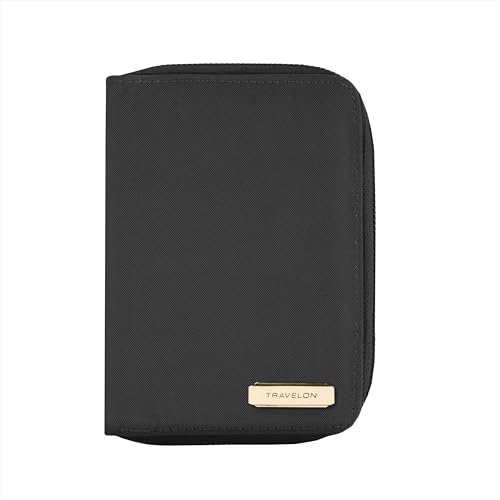 Travelon RFID Blocking Passport Zip Wallet, Black, 4.5'x 6'x 0.75'