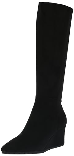 Anne Klein Women's Vella Fashion Boot, Black Suede, 8
