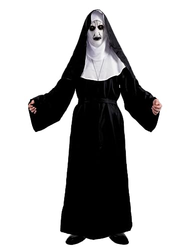 Nun Costume for Women Scary Plus Size Halloween Costumes Adult Deluxe Outfit for Party Unisex Men Priest Cosplay Suit Black