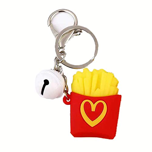 Howah French Fries Keychain with Bell– Fun & Cute Food-Themed Key Chain