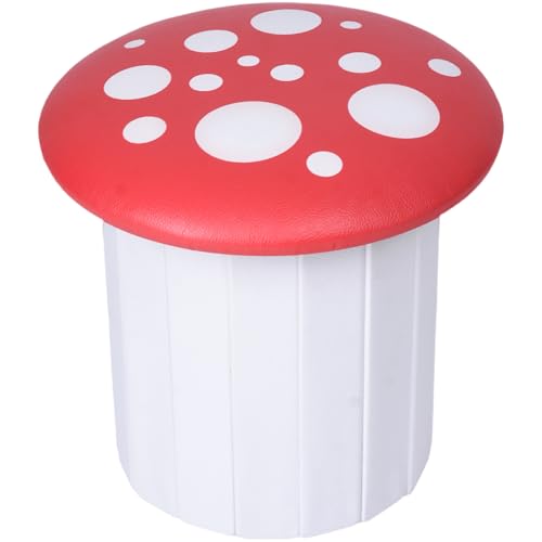 Wiosi Mushroom Stool – Cute Mushroom Ottoman for Boys and Girls – Multipurpose Mushroom Chair with Storage for Toys Clothes – Foldable Mushroom Foot Stool for Bedroom Nursery Decor Mushroom Decor