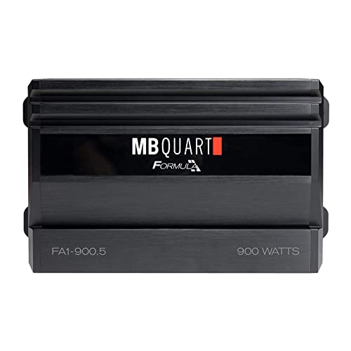 MB Quart FA1-900.5 5 Channel Car Audio Amplifier (Black) - Class SQ Amp, 900-Watt, Variable Electronic Crossover, LED System Protection, Heavy Duty Connections, Bass Remote Included