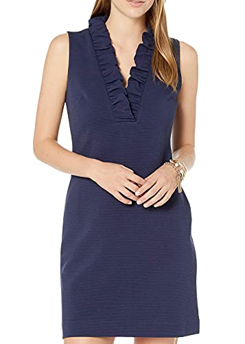 Lilly Pulitzer Tisbury Shift Dress for Women - Sleeveless Design with Surplice V-Neckline, Concealed-Zipper Closure, and Elegant Style True Navy SM One Size