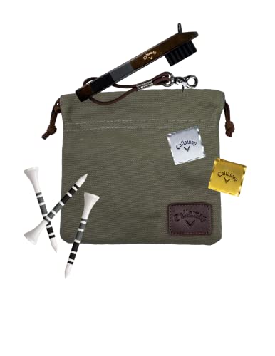 Callaway Heritage Golf Accessories Kit - Features a Premium Club Brush, valuables Pouch, tees and a Gold and Silver Metal Golf Ball Marker