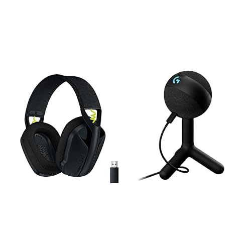 Logitech G435 Lightspeed Wireless Gaming Headset + Yeti Orb RGB Gaming Microphone with LIGHTSYNC, USB Mic - Black