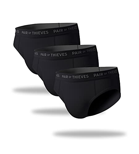 Pair of Thieves Men's Solid 3 Pack Brief, Black, Medium