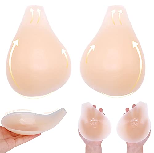 Adhesive Bra, Breast Lift Strapless Backless Silicone Bra Nippless Covers Push Up Self Invisible Sticky Bra for Women (A/B Cup, Medium)