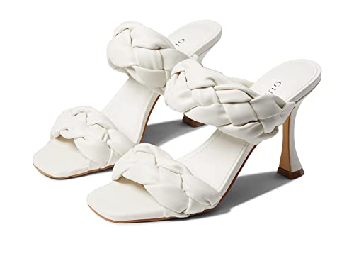 GUESS Women's Harlie Heeled Sandal, White 120, 7.5