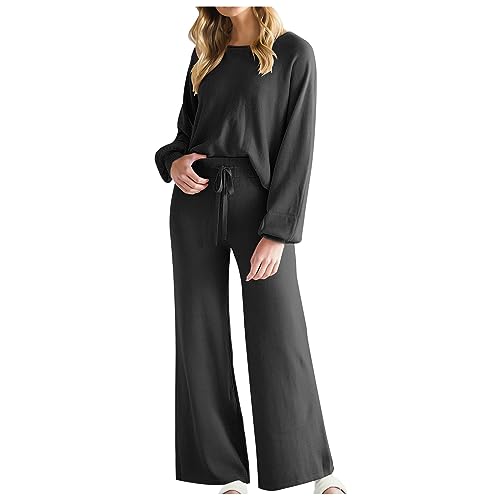 SHOPESSA gift card Lounge Matching Set Women Lantern Sleeve Sweatshirt and Flared Baggy Drawstring Sweatpants Commuter Cycling Clothes 3pc lounge sets for women outfit festival clothing for women