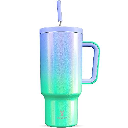 Meoky 40oz Tumbler with Handle, Leak-proof Lid and Straw, Insulated Coffee Mug Stainless Steel Travel Mug, Keeps Cold for 34 Hours or Hot for 10 Hours (Fairyland)