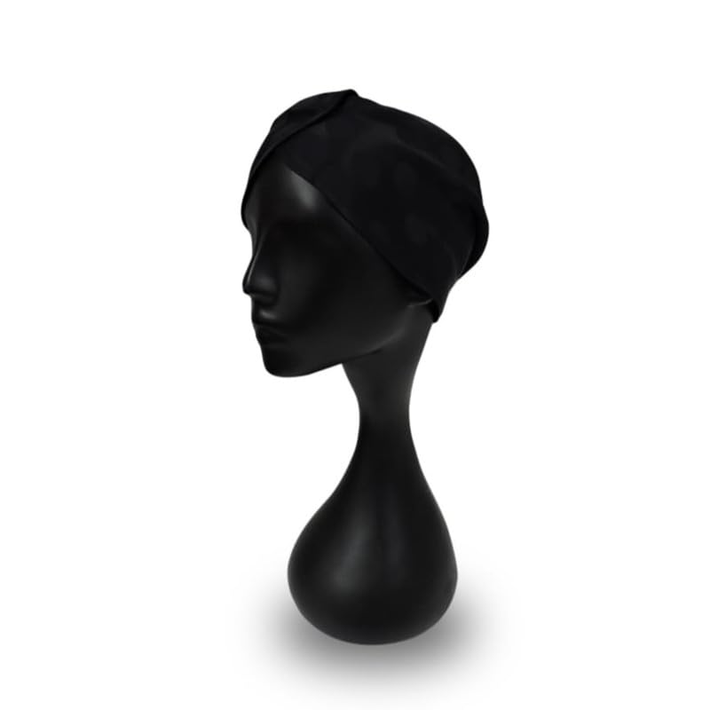 PuffCuff | 100% Silk Edge Wrap | Non-Slip Head Wrap with Velcro Closure | Gentle on Thick, Curly Hair | Stays in Place | 1 Piece, Black