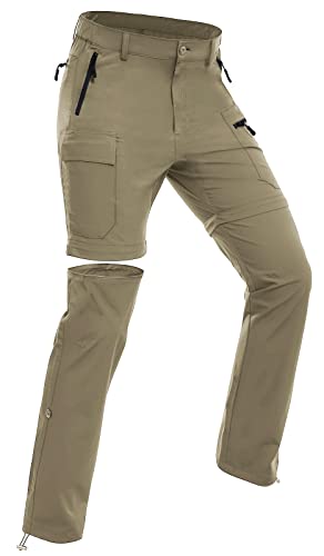 Wespornow Women's-Hiking-Pants Convertible-Zip-Off-Quick-Dry-Pants for Cargo, Camping, Travel, Outdoor, Fishing, Safari (Khaki, Medium)