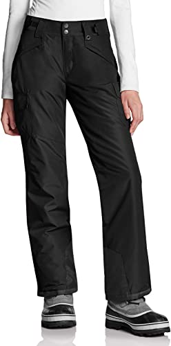 TSLA Women's Winter Snow Pants, Waterproof Insulated Ski Pants, Ripstop Snowboard Bottoms, Cargo Snow Pants Black, Small