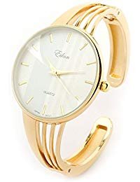 Gold Tone String Style Band Luxury Women's Bangle Cuff Watch