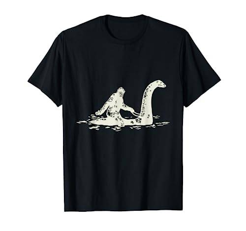 Bigfoot Sasquatch Riding The Loch Ness Monster Funny,Short Sleeve T-Shirt