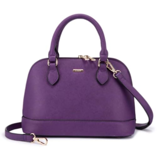 Small Crossbody Bags for Women Classic Double Zip Top Handle Dome Satchel Bag Shoulder Purse Purple